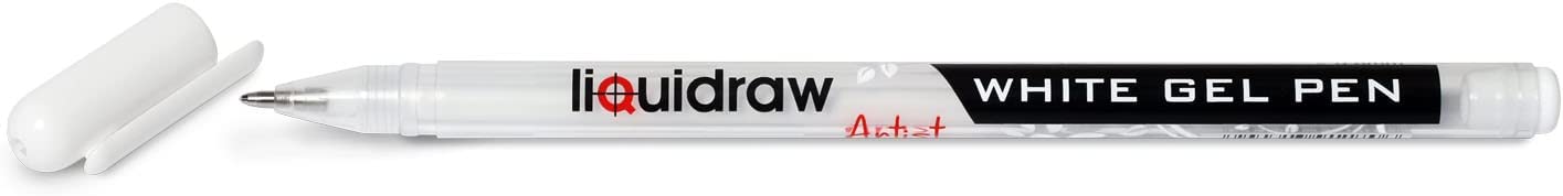 Liquidraw White Gel Pens For Art, Black Paper 0.8mm Fine Point Gel Pen